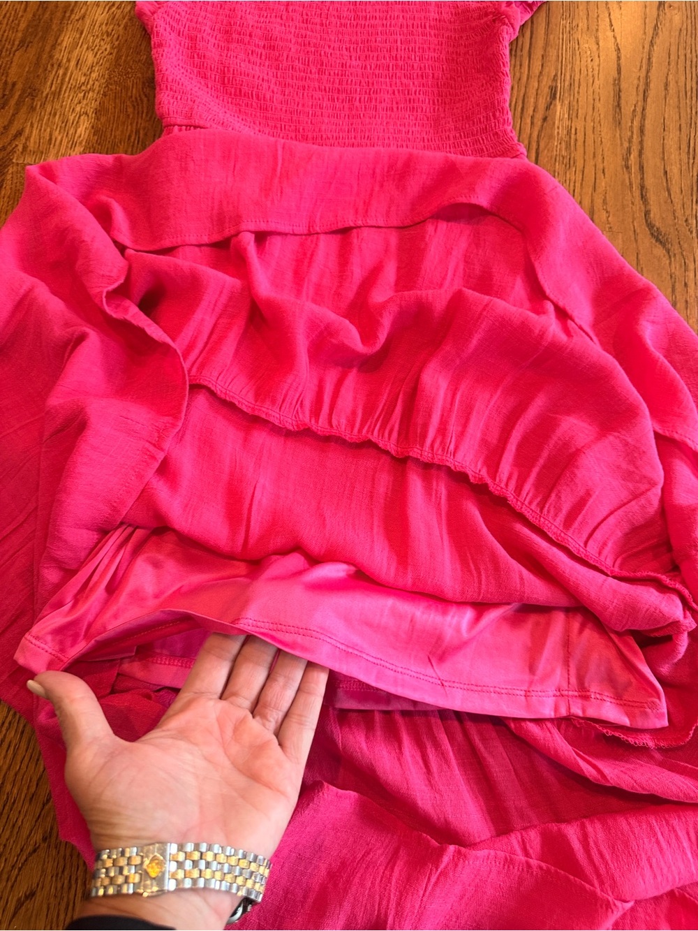 Blu Pepper Hot Pink Maxi Dress with Flutter Sleeves small - Picture 7 of 7